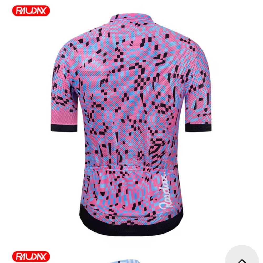 Rapha Pink and Light Blue Abstract Print Cycling Jersey